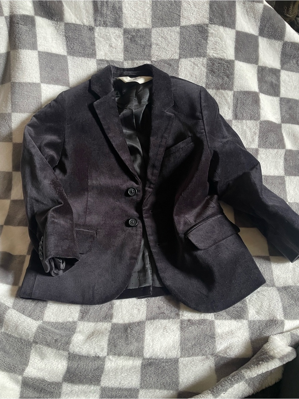 H&M Toddler Black Velvet Blazer - Classic Two-Button Jacket size 2-3Y